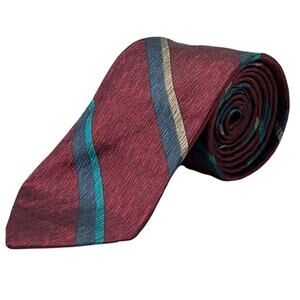 Oscar de la Renta Burgundy Diagonal Stripe Necktie